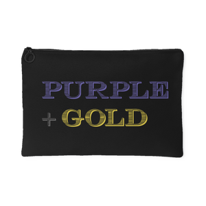 Purple and Gold poly-cotton Zipper Pouch -black
